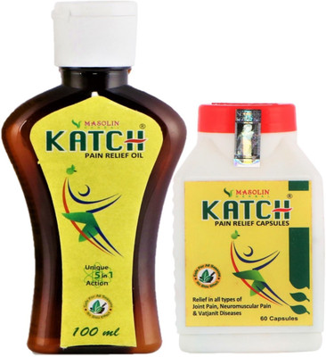 Masolin Herbal Katch Ayurvedic Pain Relief Oil 100ml & Capsule 60's Liquid(2 x 1 Units)