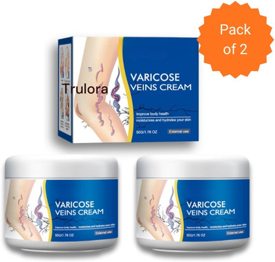 Trulora Varicose Veins Cream With Patch for Leg and Knee Swelling Relief Pack of 2 Cream(2 x 50 g)