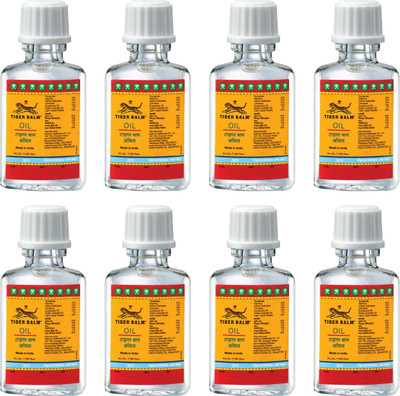 Tiger Balm Ayurvedic Pain Relief Oil 3ml each (Pack of 8) for Headache and Stuffy Nose Liquid(8 x 3 ml)