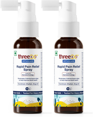three60+ Rapid Pain ReliefSpray | Fast Absorption & Long-Lasting Relief (Pack of 2) Spray(2 x 55 g)