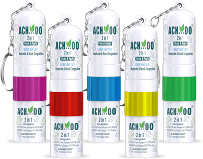 ACH...OO ACHOO 2 In 1 Inhaler and Roll On Relief from Cold, Cough & Nasal Congestion Inhaler(5 x 1 Units)