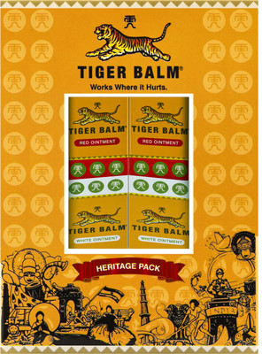 Tiger Balm Heritage Pack Red & White Ointment 21ml each Pack of 4 | 2 Red & 2 White Balm(4 x 21 ml)