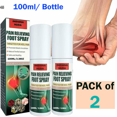 INDIANA HUDA Pain Relieving Foot Spray 2-Pack | Natural Heel & Muscle Pain Solution | 100ml Spray(2 x 100 ml)