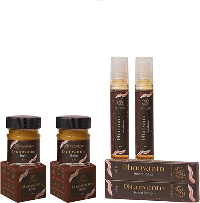 Go Ayurveda Dhanvantri Combo Of Pain Relief Balm and Head Roll On Liquid(4 x 1 Units)