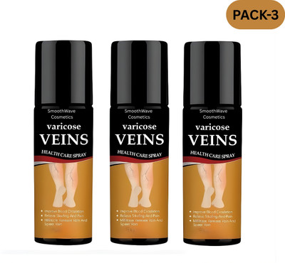 SmoothWave Cosmetics Varicose Veins Spray – Natural Treatment for Healthy Legs.64 Spray(3 x 10 ml)