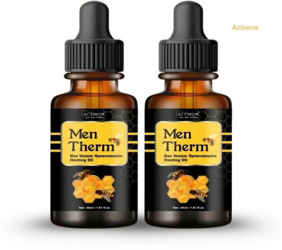 ACTIWOW Men Therm Bee Venom Heating Oil for Heavy Week Muscle Calm Liquid(2 x 15 ml)