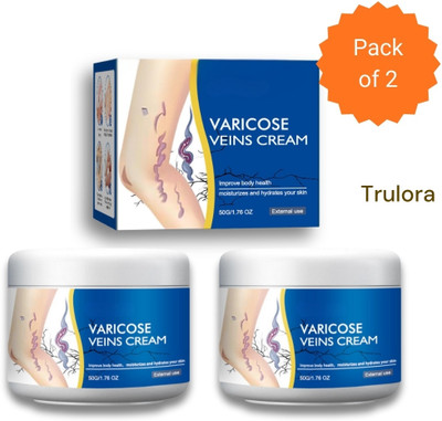 Trulora Turmeric Herbal Varicose Veins Cream for Leg Swelling and Pain Relief Pack of 2 Cream(2 x 50 g)