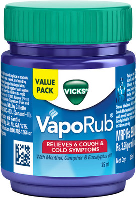 VICKS Relief From Cold, Cough, Blocked Nose, Headache, Body ache, Muscular stiffness and Breathing difficulty Vaporub Balm(25 ml)