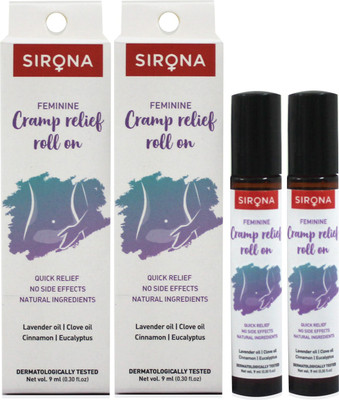 SIRONA Menstrual Cramp Relief Roll On for Quick Relief with Natural Ingredients Liquid(2 x 9 ml)