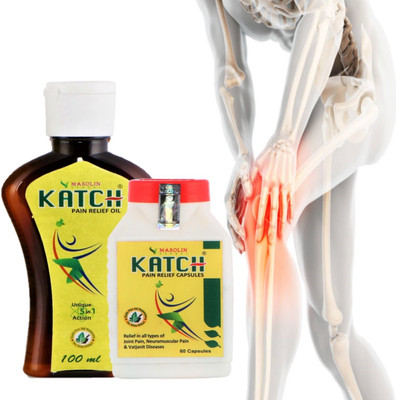 Masolin Herbal Katch Pain Relief Ayurvedic - Oil 100ml and Capsule 60Cap Liquid(2 x 1 Units)