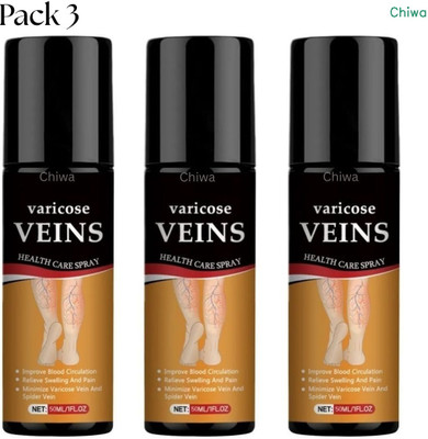 CHIWA Varicose Veins Spray OG Secure Cooling Formula For Relaxed Active Lifestyle Liquid(3 x 100 ml)