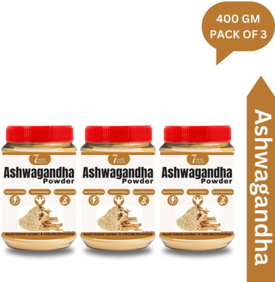 7Herbmaya Certified Organic Ashwagandha Root Powder Each 400g Powder(3 x 400 g)
