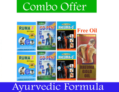 Dipan Herbal Rheuma-Q Caapsule & Ruma T capsule & Go Pen Cap & Rheuma Gold Oile Capsules(7 x 25.71 Units)