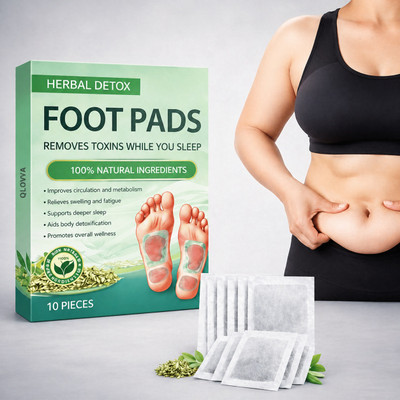 QLOVYA Ginger Foot Pad Herbal Detox Foot Care for Daily Wellness Balance Plaster & Patch(10 Patches)