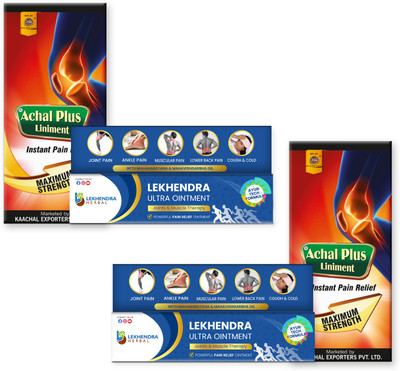 ACHAL Plus Liniment Oil & Ultra Ointment Instant Joints & Muscle Pain Relief Combo Liquid(2 x 130 ml)