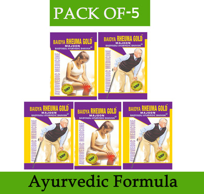 Baidyaraj Ayurvedic Bhavan Rheuma Gold Majoon & oil For Knee Pain, Joint Pain , Arthritis Liquid(5 x 40 g)