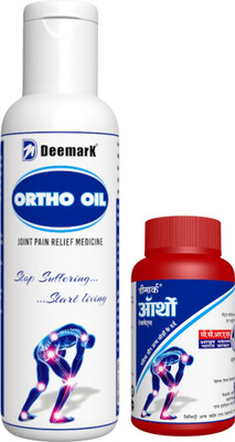 DEEMARK Ortho Oil & Tablets Ayurvedic Pain Relief Combo for Joint, Knee, Back & Shoulder Liquid(2 x 1 Units)