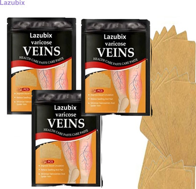 Lazubix Natural Plant-Based Varicose Vein Patches for Calf Rejuvenation – Pack of 3 Plaster & Patch(30 x 1 Patches)