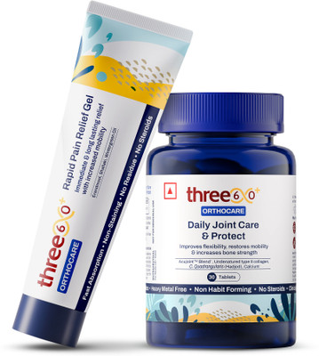 three60+ Daily Joint Care & Pain Relief Combo (60 Tablets+50g Gel) Tablets(290 g)