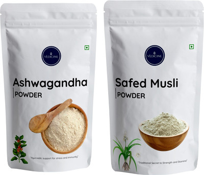 VEDICINE Natural Ashwagandha & Safed Musli Powder Powder Powder(2 x 100 g)