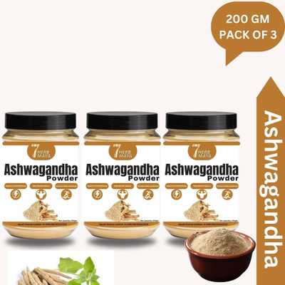 7Herbmaya Certified Organic Ashwagandha Root Powder Each 200g Powder(3 x 200 g)
