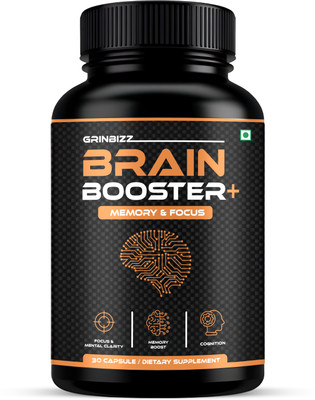 grinbizz Brain Booster Capsule Supports Healthy Brain Functions/Improve Focus & Learning Capsules(30 Units)