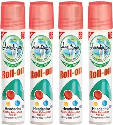 Amrutanjan Headache Faster Relaxation Roll-On 10ml X 8 Packs Liquid(8 x 10 ml)