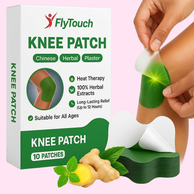 FlyTouch Long-Lasting Herbal Knee Patches for Muscle, Sprain, and Joint Discomfort Relief Plaster & Patch(10 x 1 Patches)