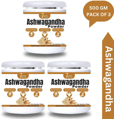 7Herbmaya Certified Organic Ashwagandha Root Powder Each 500g Powder(3 x 500 g)