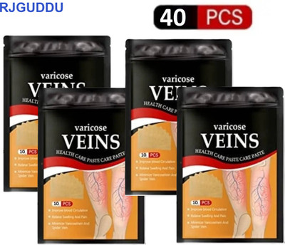 RJ GUDDU Natural Plant-Based Varicose Vein Patches for Joint Support – Pack of 4 Plaster & Patch(40 x 1 Patches)