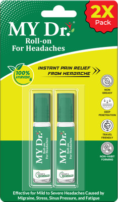 MY Dr. Headache Relief Roll-On|Instant Relief from Migraine, Stress&TensionRx(10X2) Liquid(2 x 1 Units)