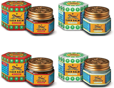 Tiger Balm Red & White Ointment | 21ml each | Pack of 4 | Combo Pack Balm(4 x 21 ml)