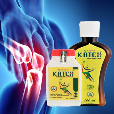 Masolin Herbal Katch Ayurvedic Pain Relief - Oil 100ml and Capsule 60Caps Liquid(2 x 1 Units)