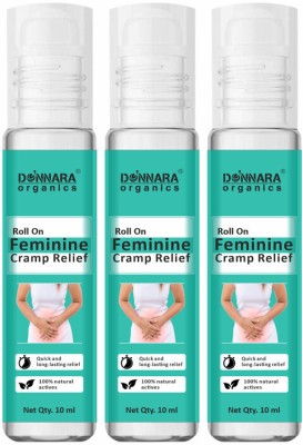 Donnara Organics Feminine Cramp Relief Oil Roll-on Instant Relief from Periods Pack 3 of 10ML Liquid(3 x 10 ml)