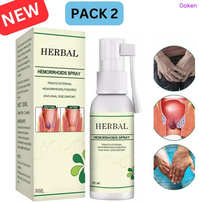 Oaken New HemHerbal Max Spray - Natural Hemorrhoid Treatment & Removal Spray(2 x 50 ml)