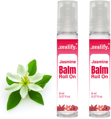 Zealify Jasmine Balm Roll On | Aromatic Cooling | Help in Body Pain & Relief Liquid(2 x 8 ml)