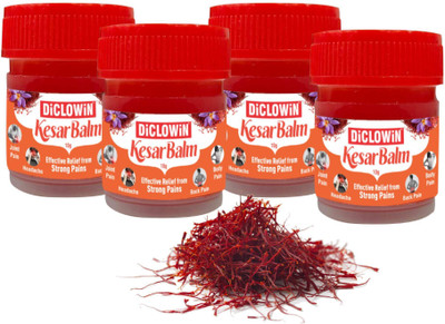DiCLOWiN Kesar Balm | Ayurvedic Pain Relief Balm with Saffron | (Pack of 4) Balm(4 x 10 g)