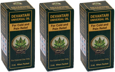 DEVANTARI Oil Cold and Muscle Fast Relief From Pain Herbs Natural Benefits For All Joint Liquid(3 x 3 ml)