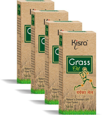 KISRA Grass Ayurvedic Pain relief Oil For Body, Back, Knee and Legs Liquid(4 x 50 ml)