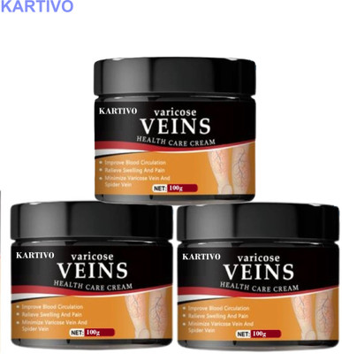KARTIVO Varicose Veins Treatment Pack of 3 – Natural Solution Cream(3 x 100 g)