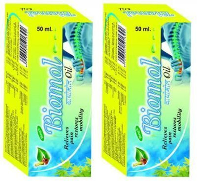 Shrey's Biomol OiI - Ayurvedic Oil for Joint Pain, Knee Pain, Back Pain, Arthritic Pain Liquid(2 x 50 ml)