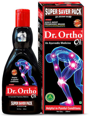 Dr. Ortho Ayurvedic Pain Relief Oil for Joints Pain, Knee & Back Pain - Super Saver Pack Liquid(200 ml)
