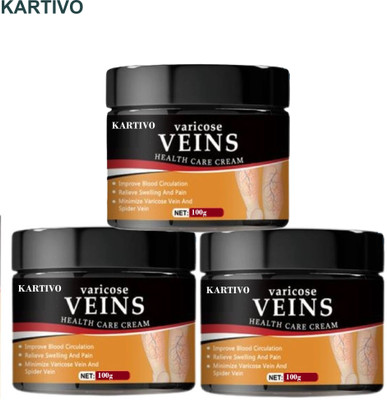 KARTIVO Natural Varicose Veins Cream Pack of 3 – Cooling Sensation Cream(3 x 100 g)