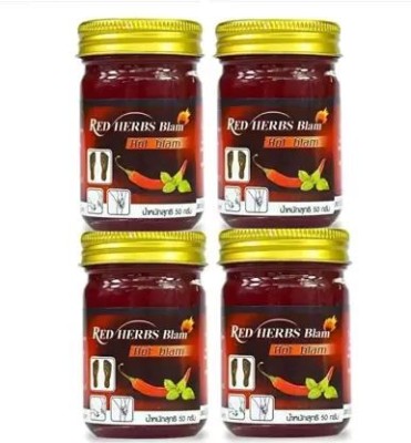 PHOTHONG Thailand Red Herb Hot Pain Balm For Massage/Pain Relieve (50g Each) Pack Of 4 Balm(4 x 50 g)