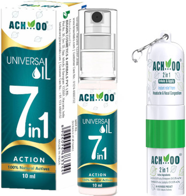 ACH...OO Universal oil 7 In1 10ml + 2 In 1 Inhale & Apply_2ml (Set of 2) Inhaler(2 x 6 g)