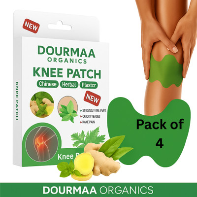 DOURMAA ORGANICS Long-Lasting Knee Pain Relief Patch with Herbal Extracts, Pack of 4 (40 Patches) Plaster & Patch(4 x 50 g)