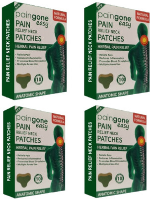 Pink Square Herbal Neck Pain Relief Patch with Menthol & Camphor Plaster - 10Patch Pack of 4 Plaster & Patch(4 x 10 Patches)