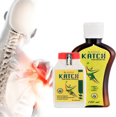 Masolin Herbal Katch Ayurvedic Pain Relief - Oil 100ml and Capsules 60Cap Liquid(2 x 1 Units)