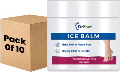 Dr Foot Ice Balm Cold, Fast Acting Feet Pain, Muscle Pain - 100gm (Pack of 10) Balm(10 x 100 g)