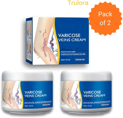 Trulora Varicose Veins Cream with Essential Oils for Circulation & Swelling Pack of 2 Cream(2 x 50 g)